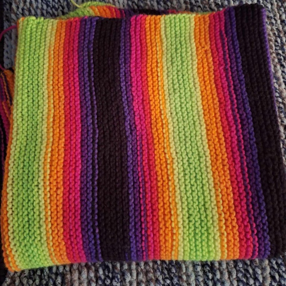 Neon Colorful Handmade Knitted Blanket